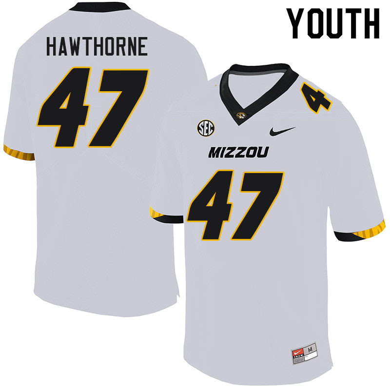 Youth #47 Daniel Hawthorne Missouri Tigers College Football Jerseys Sale-White